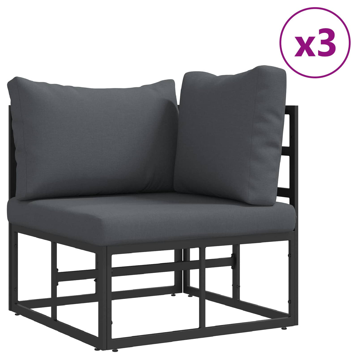 vidaXL Garden Sofa Set 7 pcs Black Aluminium 3