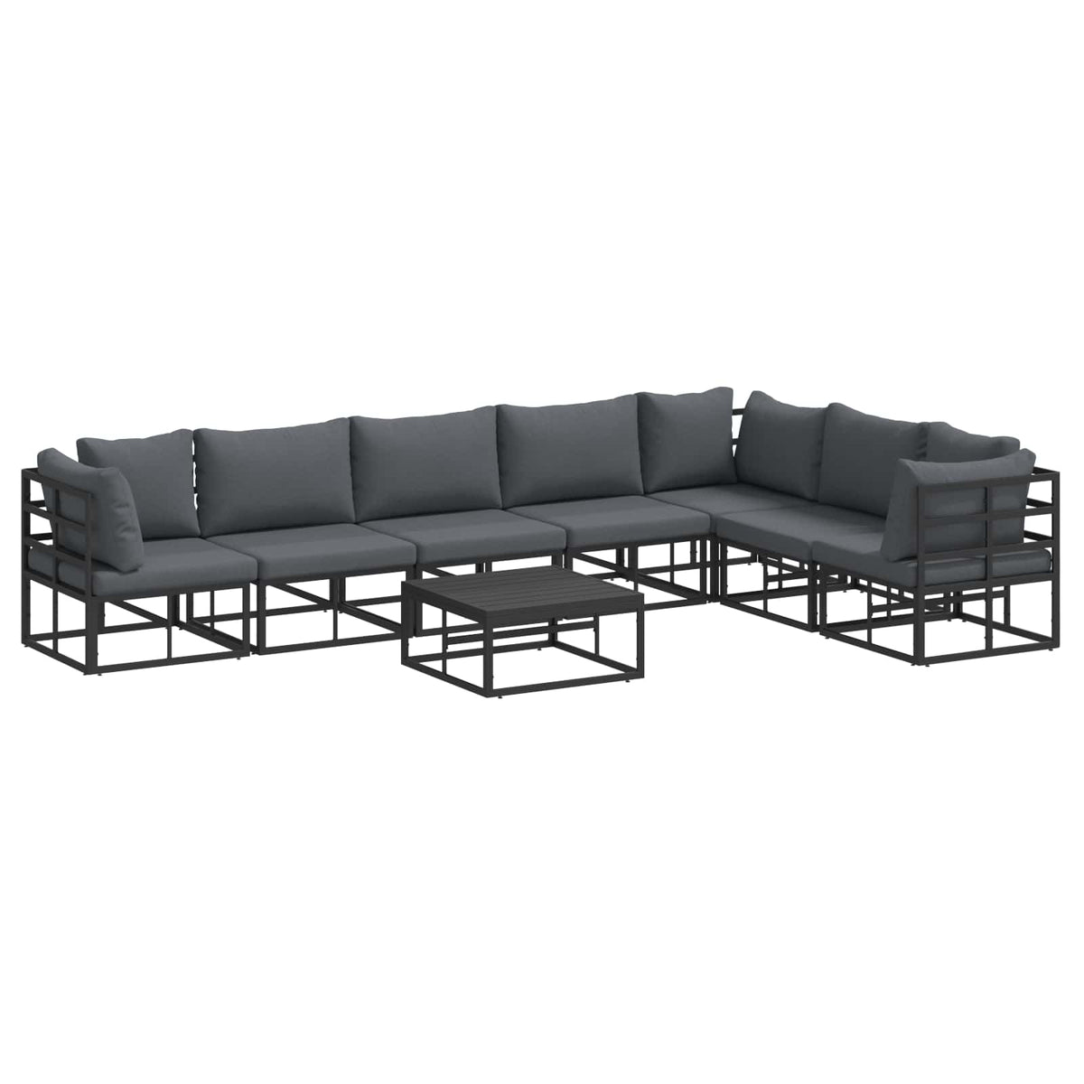 vidaXL Garden Sofa Set 8 pcs Black Aluminium 2