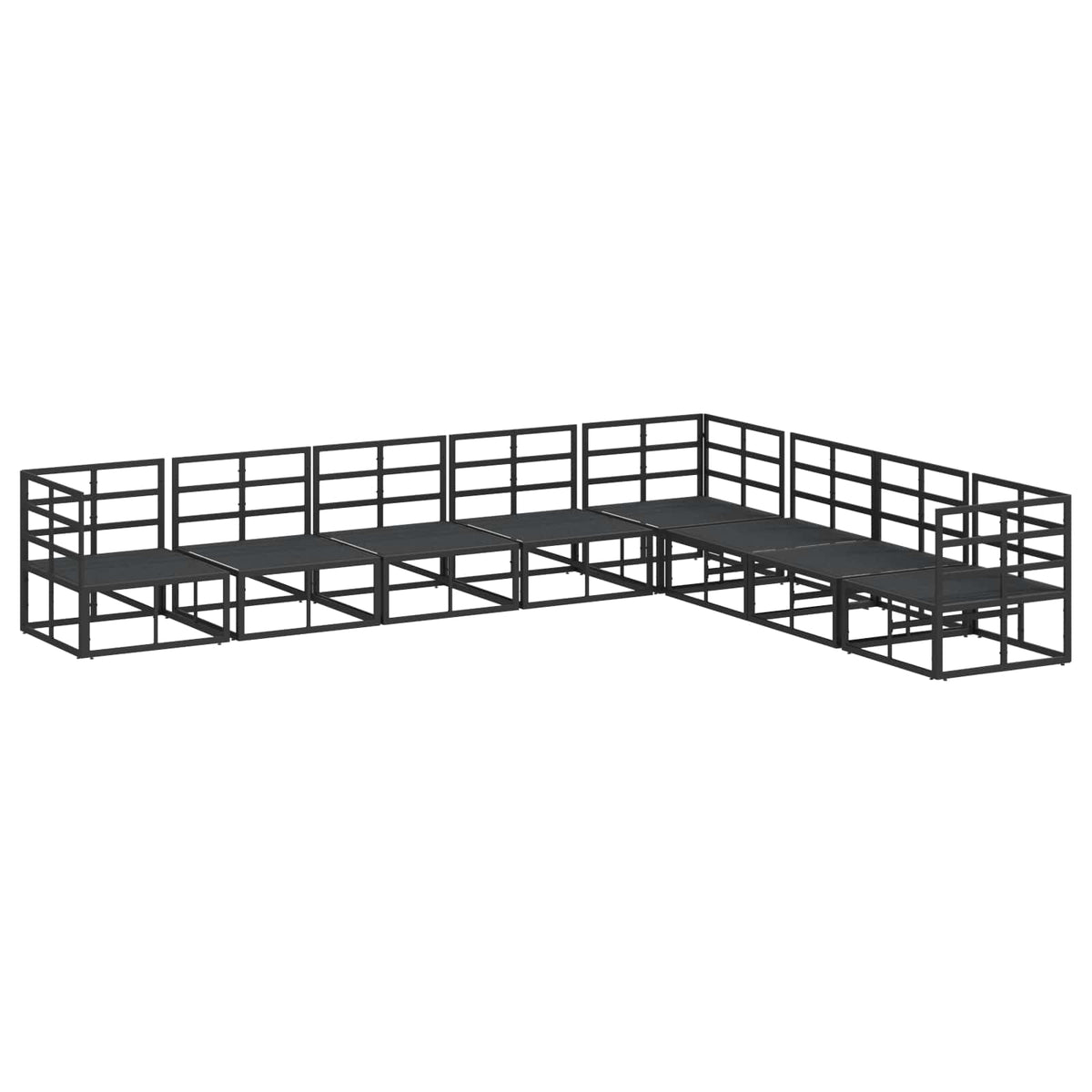 vidaXL Garden Sofa Set 8 pcs Black Aluminium 5