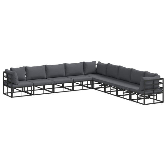 vidaXL Garden Sofa Set 9 pcs Black Aluminium 2