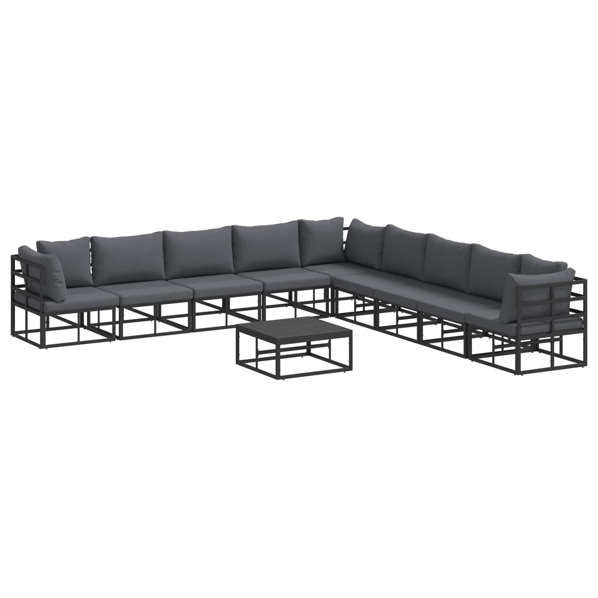 vidaXL Garden Sofa Set 10 pcs Black Aluminium 2
