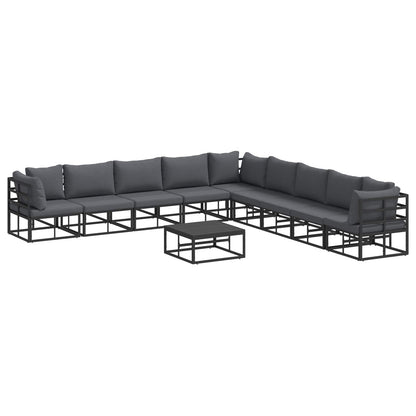vidaXL Garden Sofa Set 10 pcs Black Aluminium 2