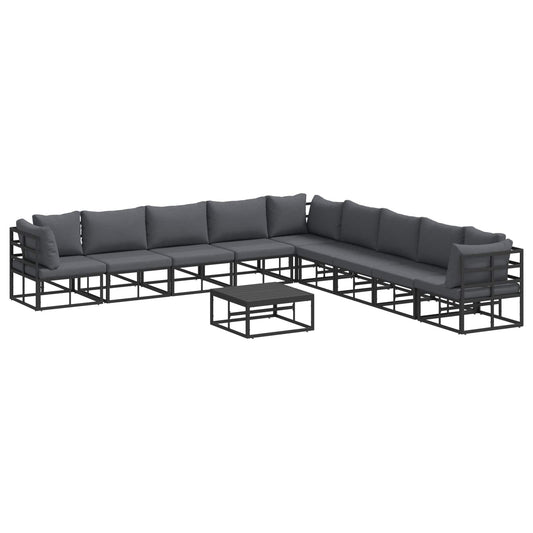 vidaXL Garden Sofa Set 10 pcs Black Aluminium 2