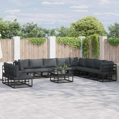 vidaXL Garden Sofa Set 10 pcs Black Aluminium 1