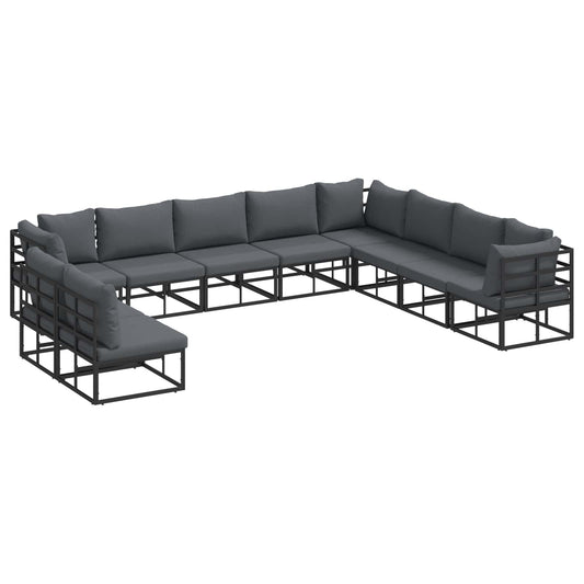 vidaXL Garden Sofa Set 10 pcs Black Aluminium 2