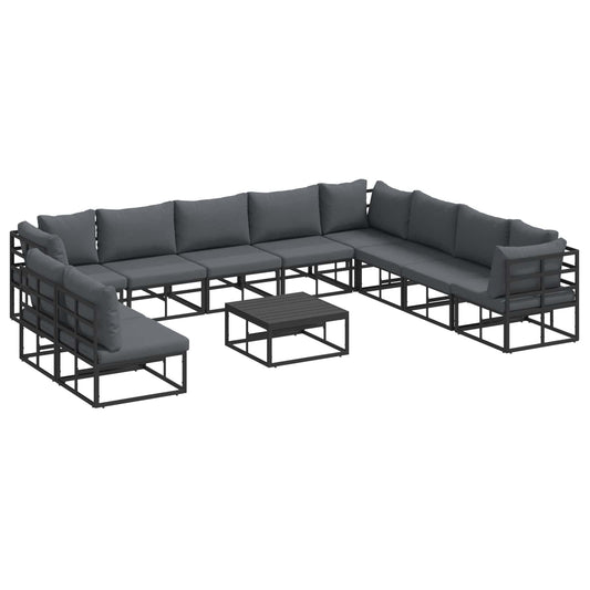 vidaXL Garden Sofa Set 11 pcs Black Aluminium 2