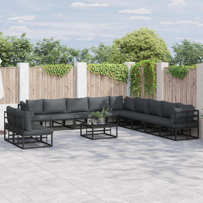 vidaXL Garden Sofa Set 11 pcs Black Aluminium 1