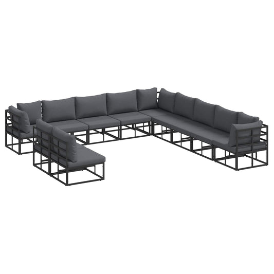 vidaXL Garden Sofa Set 11 pcs Black Aluminium 2