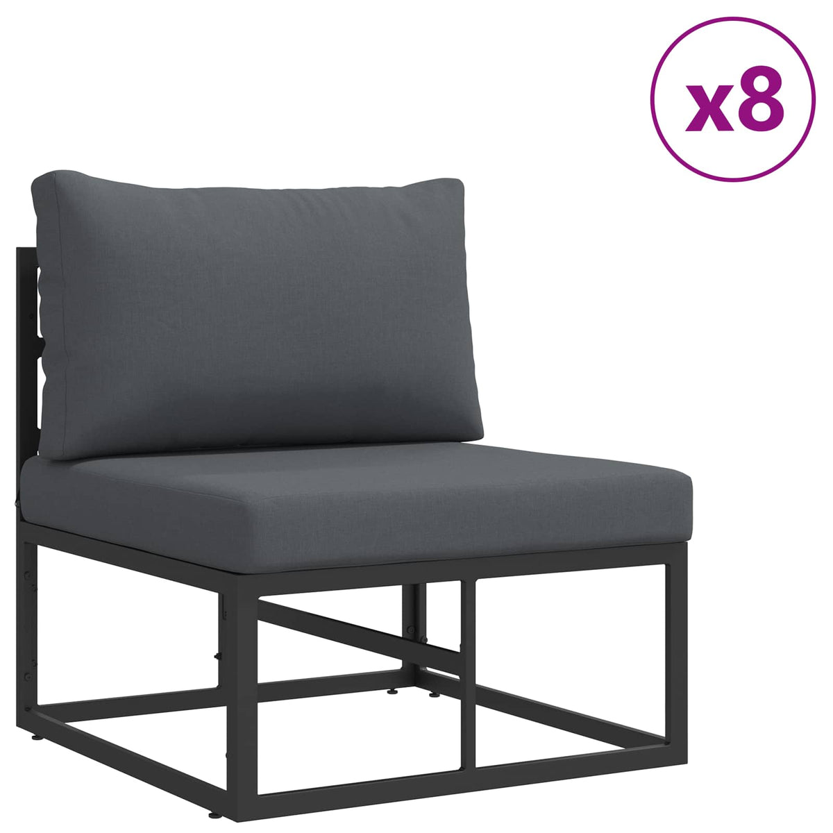 vidaXL Garden Sofa Set 11 pcs Black Aluminium 4