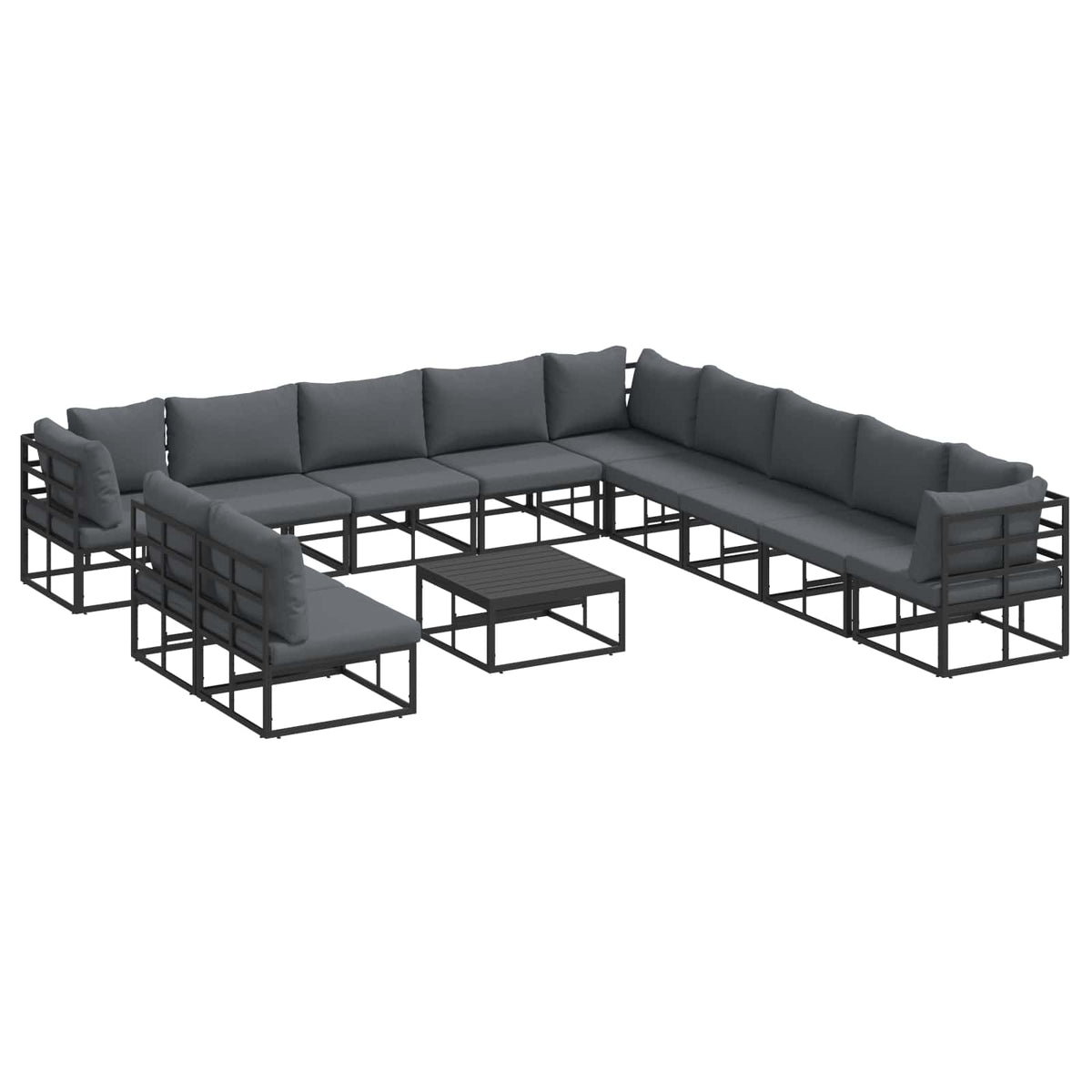 vidaXL Garden Sofa Set 12 pcs Black Aluminium 2