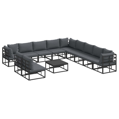 vidaXL Garden Sofa Set 12 pcs Black Aluminium 2