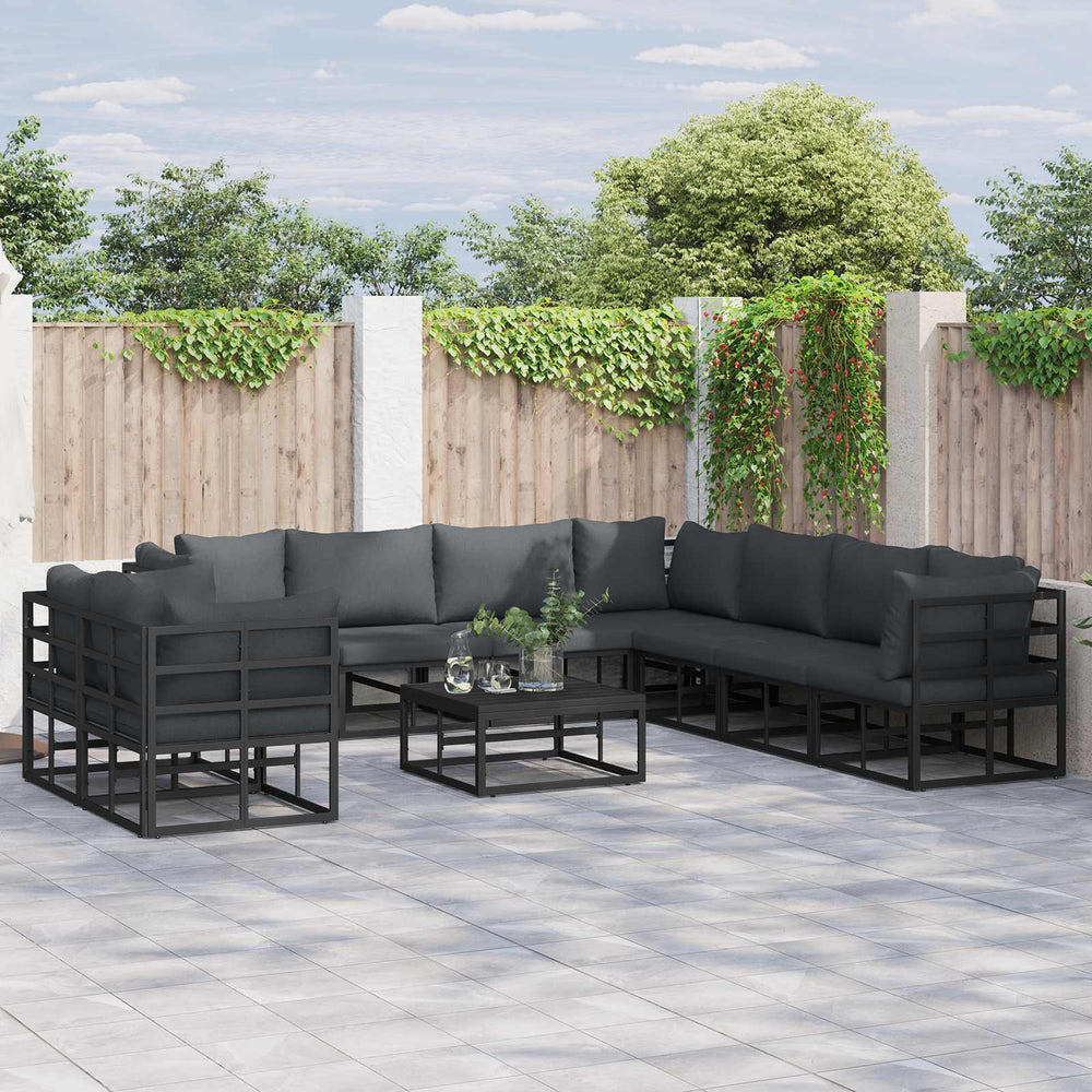 vidaXL Garden Sofa Set 9 pcs Black Aluminium