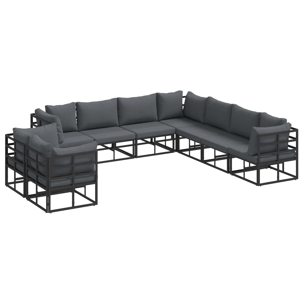 vidaXL Garden Sofa Set 9 pcs Black Aluminium 2