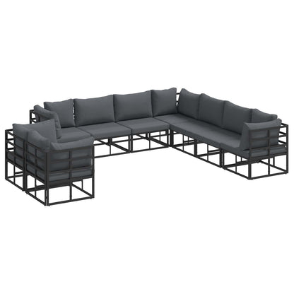 vidaXL Garden Sofa Set 9 pcs Black Aluminium 2