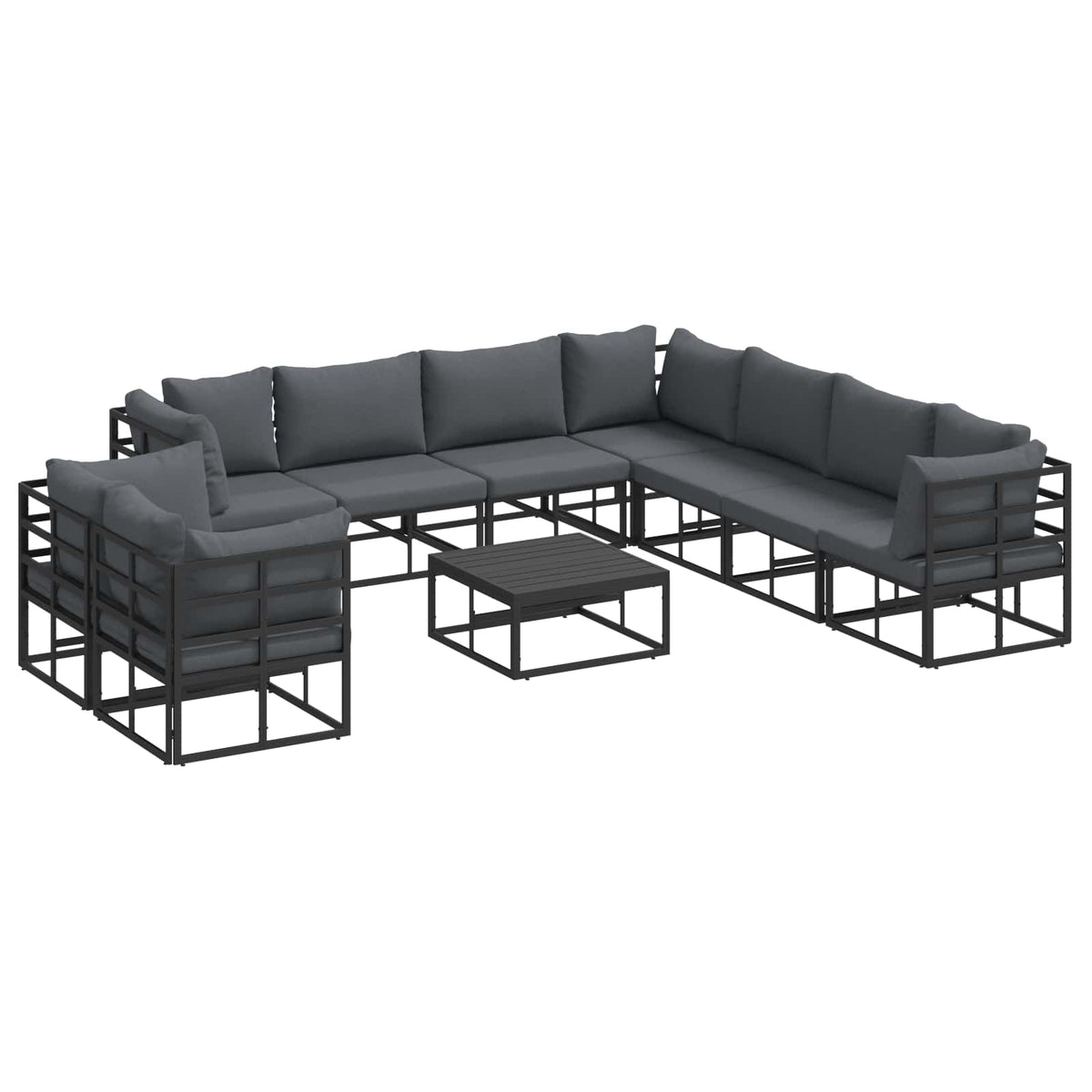 vidaXL Garden Sofa Set 10 pcs Black Aluminium 2