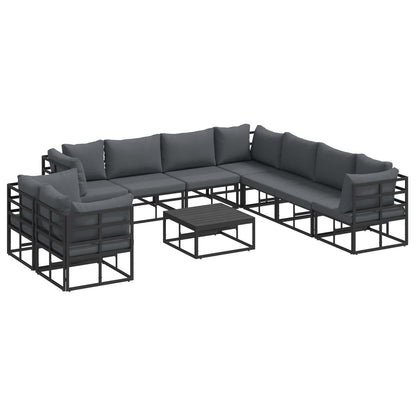 vidaXL Garden Sofa Set 10 pcs Black Aluminium 2