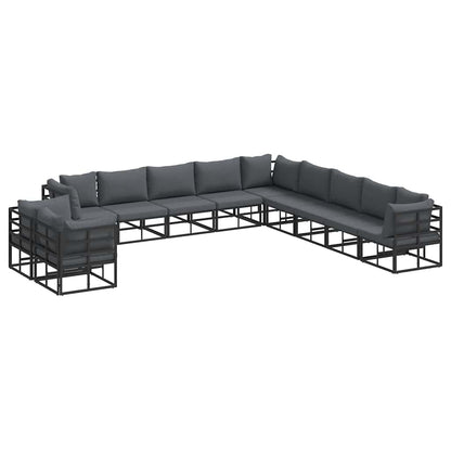 vidaXL Garden Sofa Set 11 pcs Black Aluminium 2