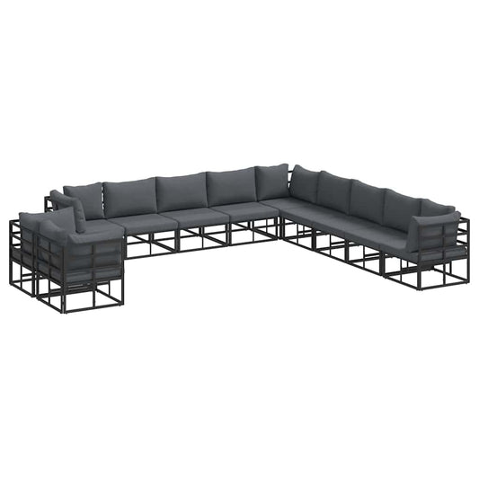 vidaXL Garden Sofa Set 11 pcs Black Aluminium 2