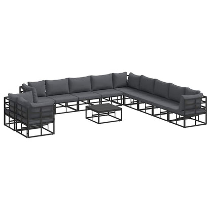 Garden Sofa Set 11 pcs Black Aluminium with table