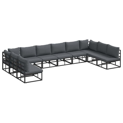 vidaXL Garden Sofa Set 10 pcs Black Aluminium 2