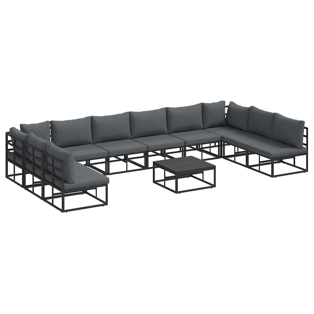 vidaXL Garden Sofa Set 11 pcs Black Aluminium 2