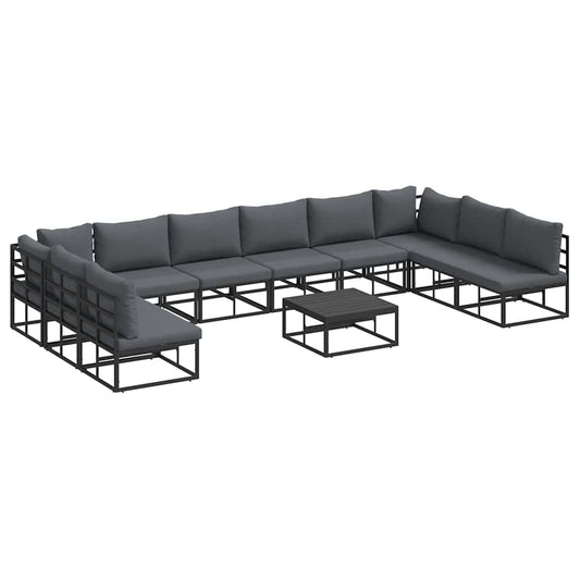 vidaXL Garden Sofa Set 11 pcs Black Aluminium 2