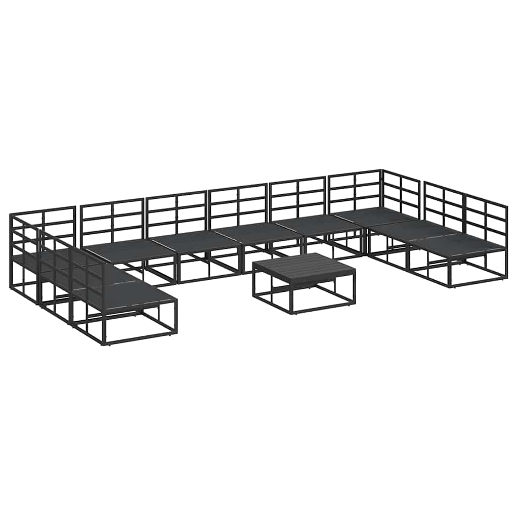 vidaXL Garden Sofa Set 11 pcs Black Aluminium 6