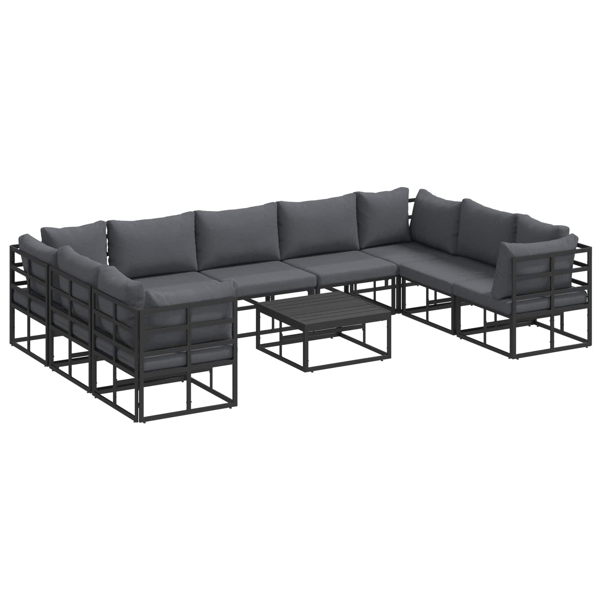 vidaXL Garden Sofa Set 10 pcs Black Aluminium 2