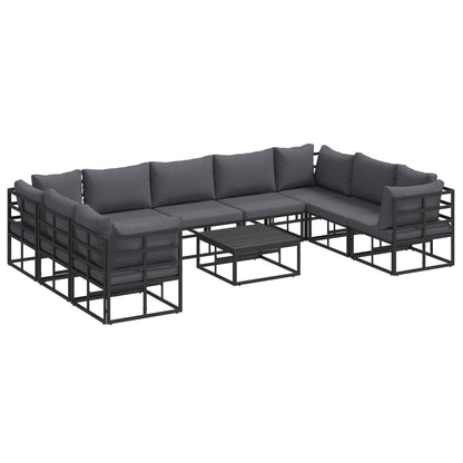 vidaXL Garden Sofa Set 10 pcs Black Aluminium 2