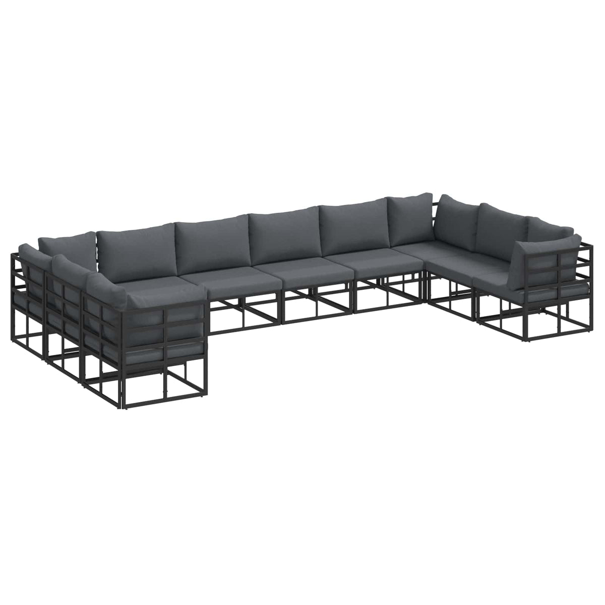 vidaXL Garden Sofa Set 10 pcs Black Aluminium 2