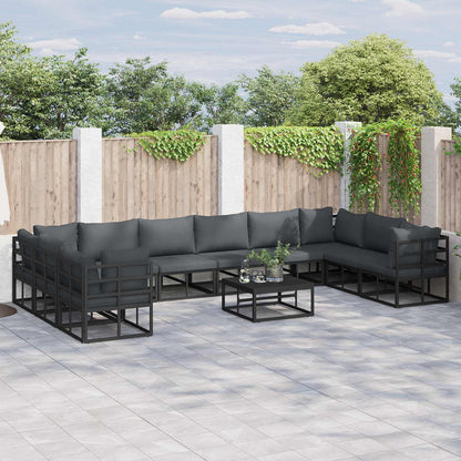 vidaXL Garden Sofa Set 11 pcs Black Aluminium 1