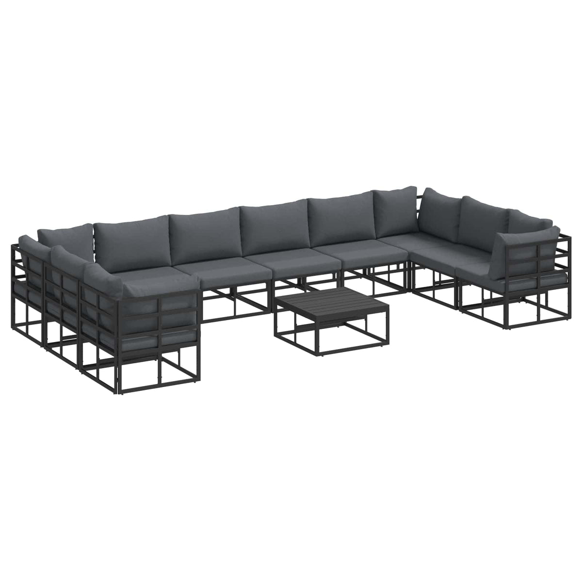 vidaXL Garden Sofa Set 11 pcs Black Aluminium 2
