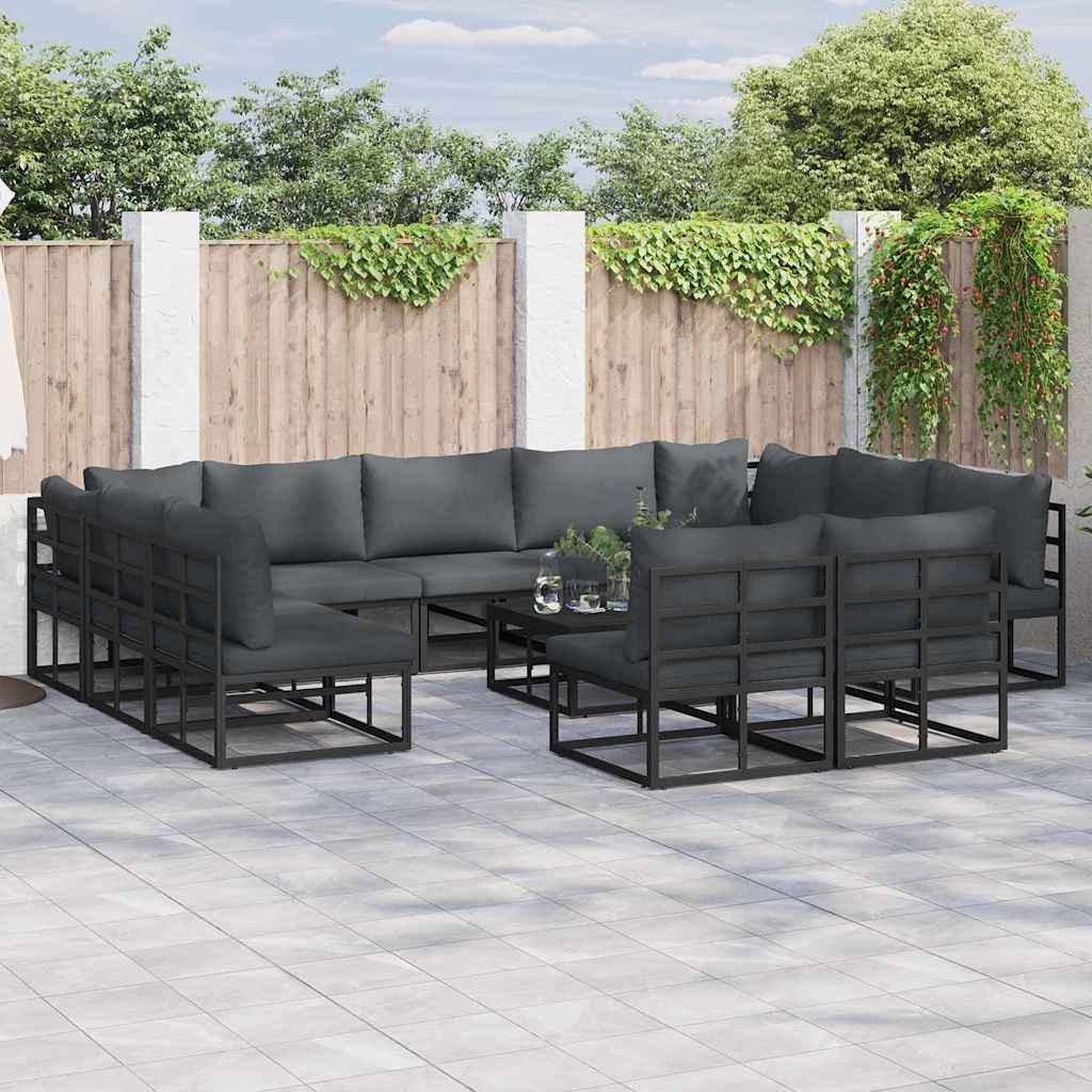 vidaXL Garden Sofa Set 11 pcs Black Aluminium 1