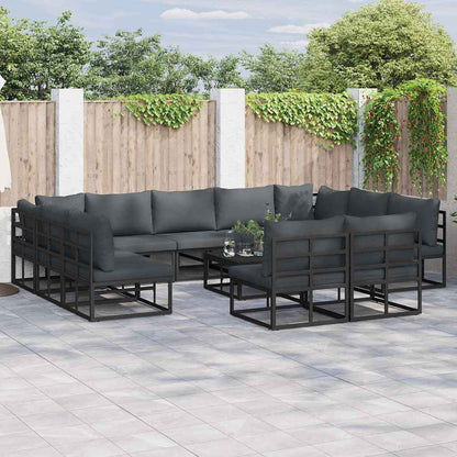 vidaXL Garden Sofa Set 11 pcs Black Aluminium 1
