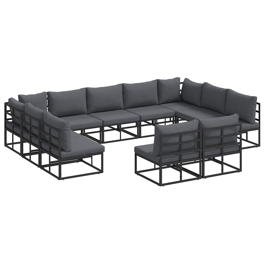 vidaXL Garden Sofa Set 11 pcs Black Aluminium 2