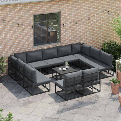 vidaXL Garden Sofa Set 12 pcs Black Aluminium 3