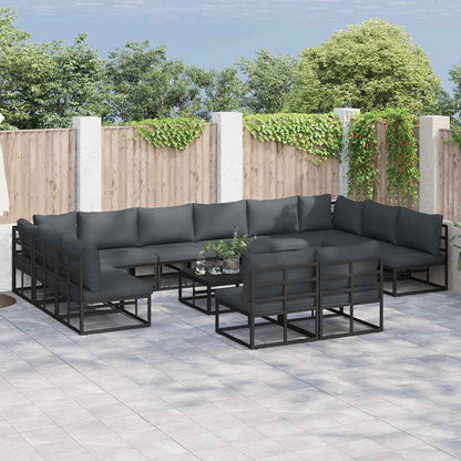Garden Sofa Set 12 pcs Black Aluminium without table