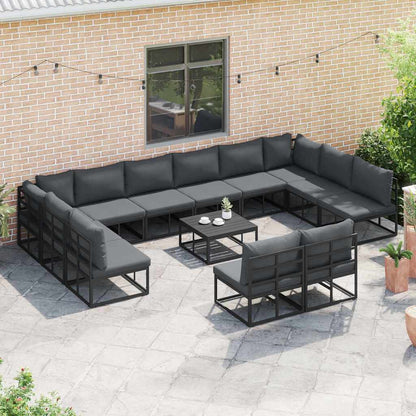 vidaXL Garden Sofa Set 12 pcs Black Aluminium 3