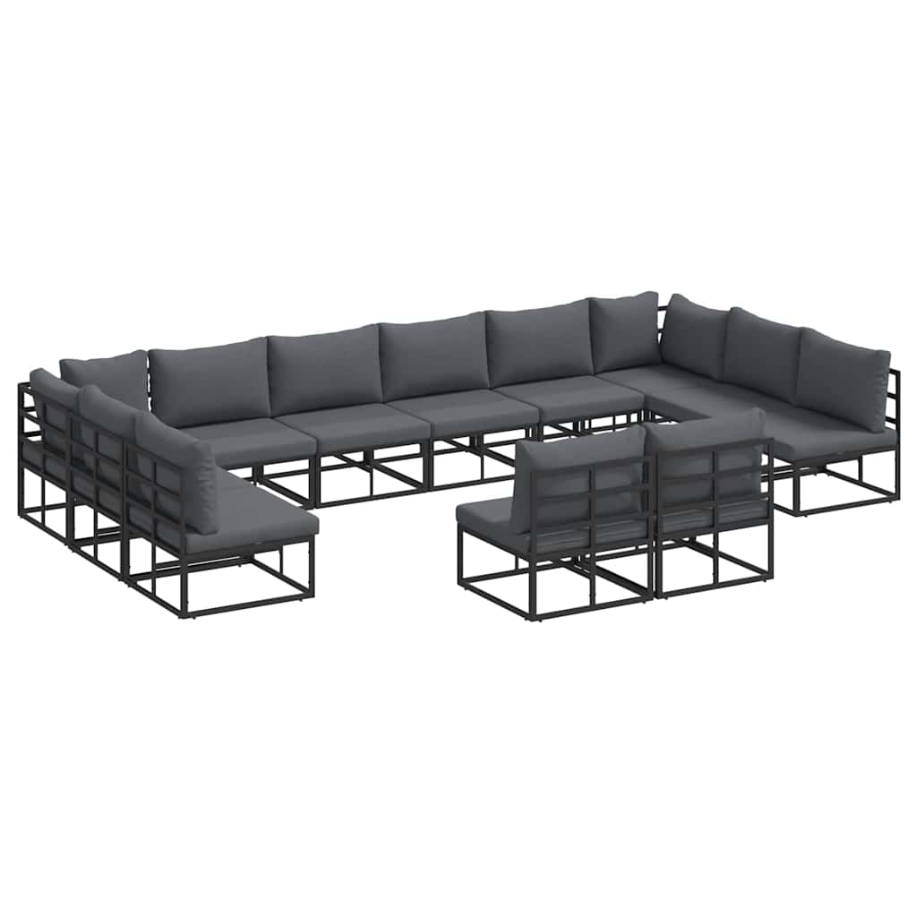 vidaXL Garden Sofa Set 12 pcs Black Aluminium 2