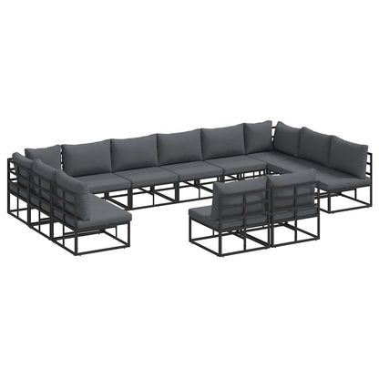 Garden Sofa Set 12 pcs Black Aluminium without table