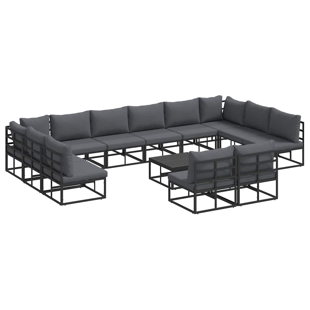Garden Sofa Set 12 pcs Black Aluminium with table
