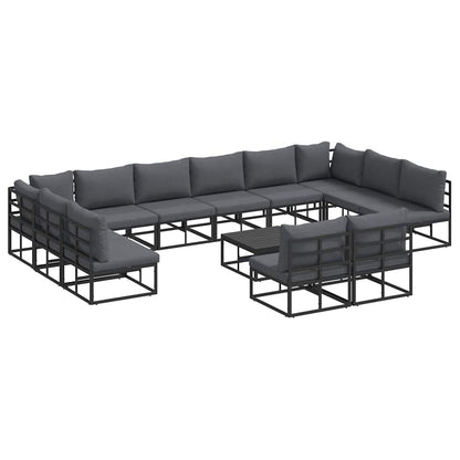 Garden Sofa Set 12 pcs Black Aluminium with table