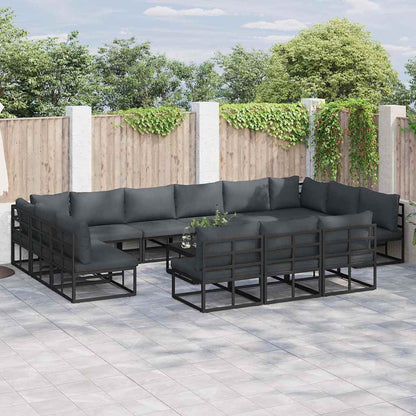 Garden Sofa Set 13 pcs Black Aluminium without table
