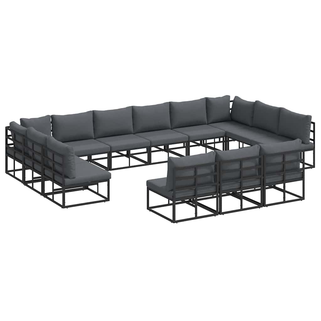 Garden Sofa Set 13 pcs Black Aluminium without table