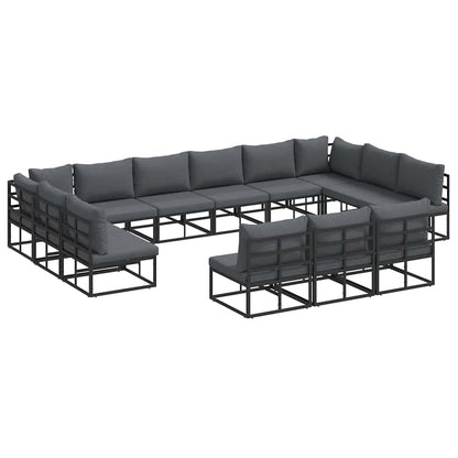 Garden Sofa Set 13 pcs Black Aluminium without table