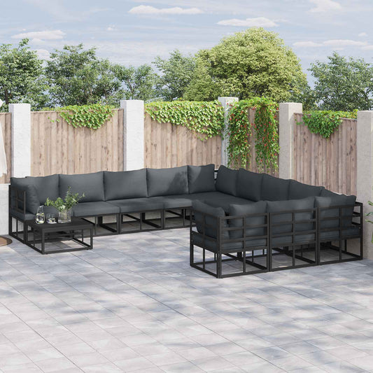 vidaXL Garden Sofa Set 11 pcs Black Aluminium 1
