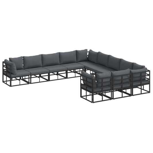 vidaXL Garden Sofa Set 11 pcs Black Aluminium 2