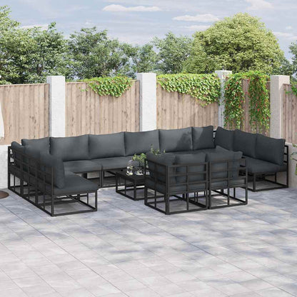 vidaXL Garden Sofa Set 12 pcs Black Aluminium 1