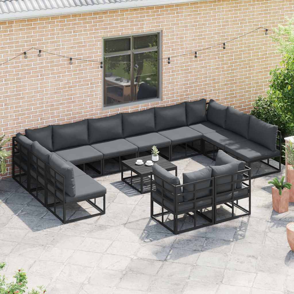 vidaXL Garden Sofa Set 12 pcs Black Aluminium 3