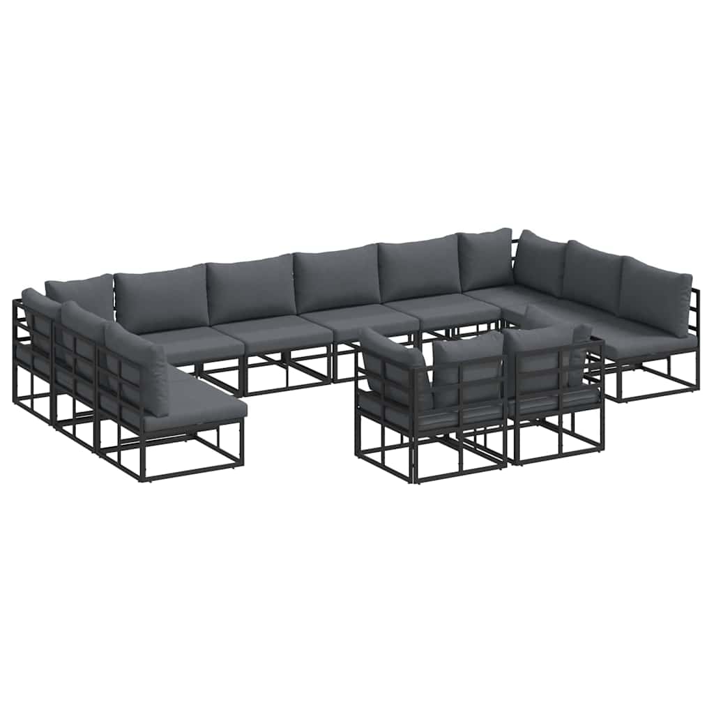vidaXL Garden Sofa Set 12 pcs Black Aluminium 2